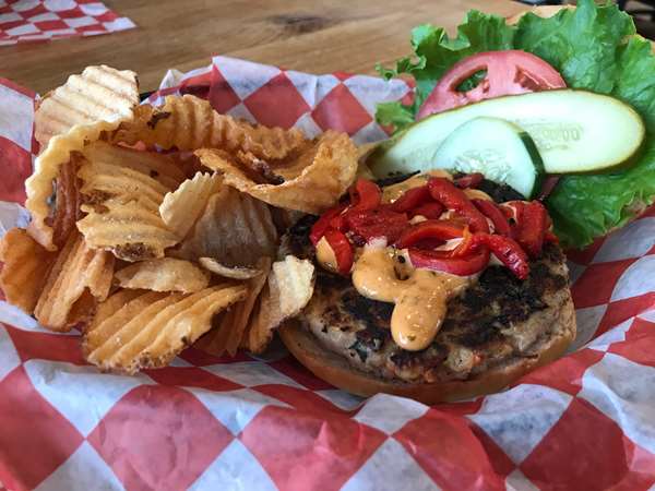 burger in a basket